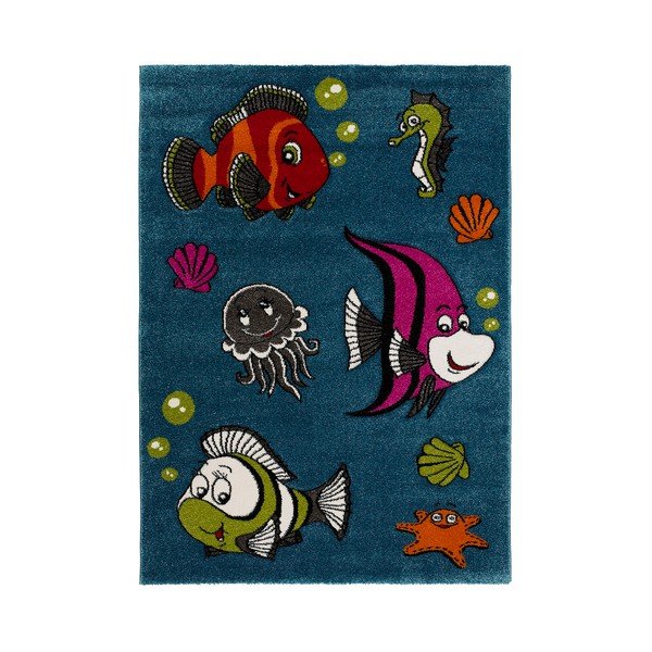 Tappeto blu per bambini Pesce, 120 x 170 cm - Universal