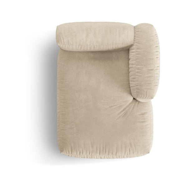 Parte divano componibile beige (con penisola a destra) con rivestimento in velluto Martina – Micadoni -image-3