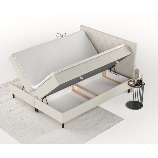 Letto boxspring beige con contenitore 160x200 cm Gwen - Maison de Rêve-image-2
