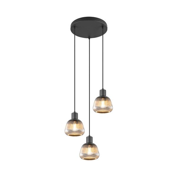 Lampadario nero con paralume in vetro ø 37 cm Tarifa - Trio-image-2