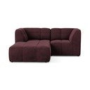 Divano angolare burgundy (con penisola a sinistra/con chaise lounge) con rivestimento in velluto Aloha – Makamii