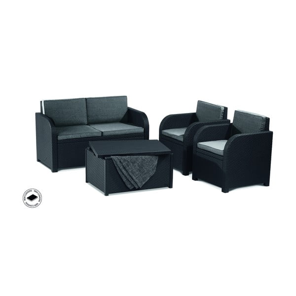 Set da giardino in rattan artificiale grigio scuro per 4 persone Modena - Keter-image-2