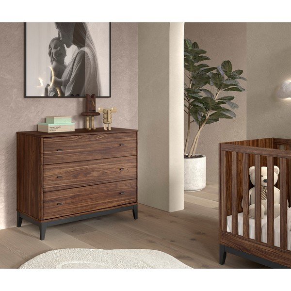 Credenza colore naturale scuro con effetto noce 100x89x55 cm Ilyas – Vipack-image-1