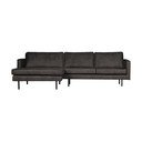 Divano angolare nero (con penisola a sinistra/con chaise lounge) con rivestimento in finta pelle Rodeo – WOOOD