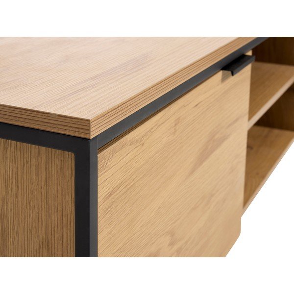 Mobile TV di colore naturale con effetto rovere 155x55x45 cm Cesura – Unique Furniture-image-4