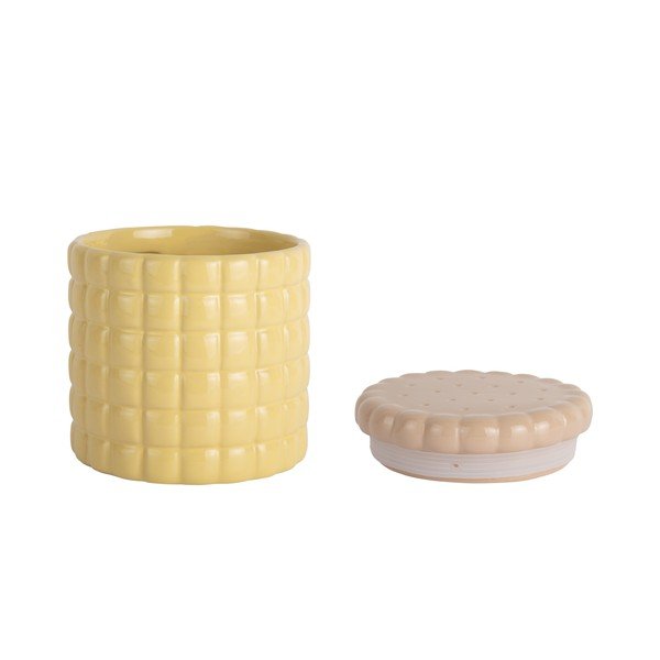 Scatola decorativa giallo chiaro in ceramica ø 14x15 cm Biscuit Box – PT LIVING-image-2