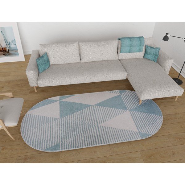 Tappeto lavabile blu 60x100 cm Oval - Vitaus-image-1