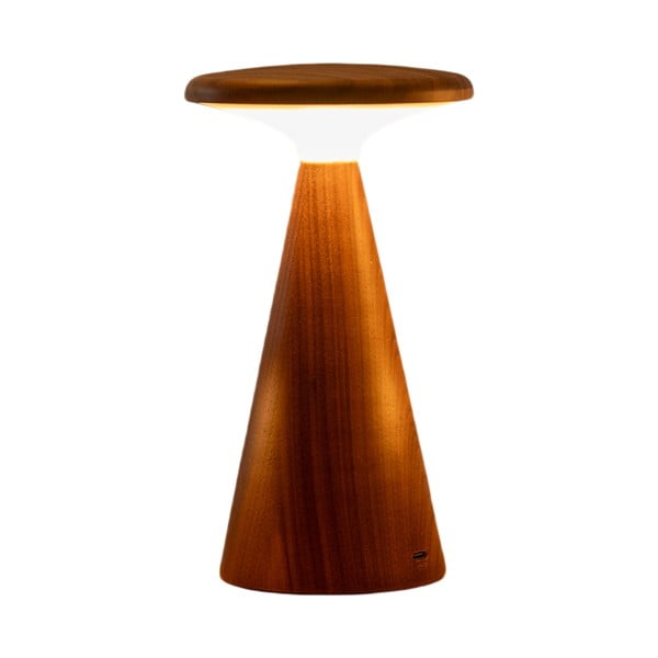 Lampada da tavolo LED colore naturale scuro con paralume in legno (altezza totale 14 cm) Sylva – Gingko