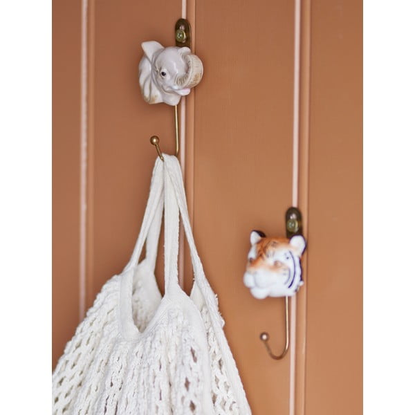 Gancio da parete in ceramica beige Nosa - Bloomingville Mini-image-1