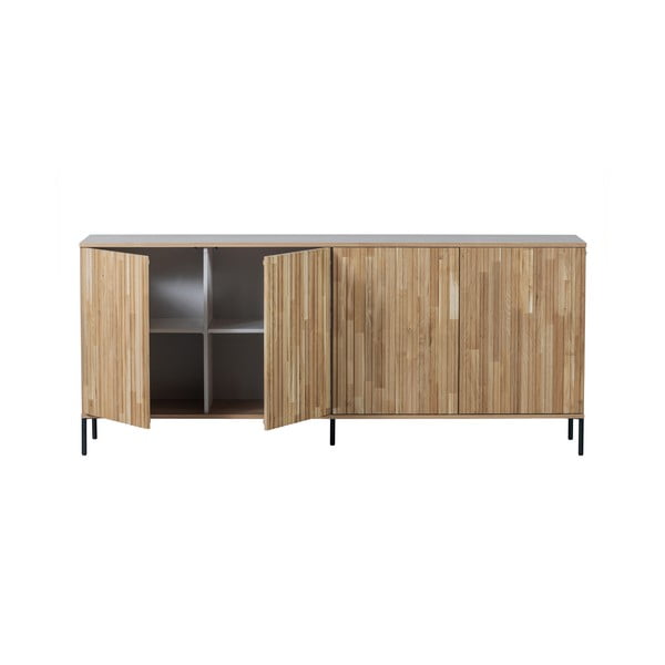 Cassettiera di colore naturale con effetto rovere 200x85x44 cm Gravure – WOOOD-image-3