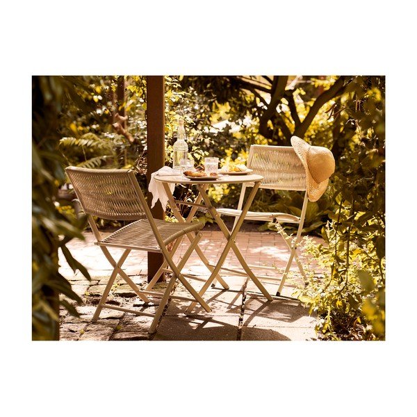 Set da pranzo da giardino beige in metallo per 2 persone Arcas – House Nordic-image-1