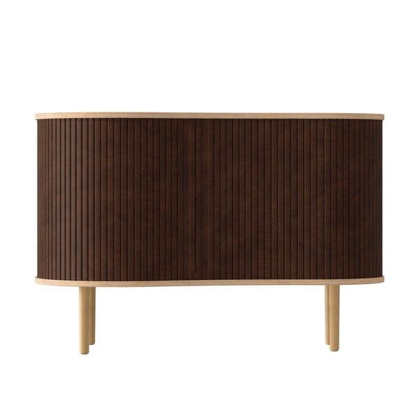 Cassettiera bassa in rovere decorato in marrone e naturale con ante scorrevoli 100x67 cm Audacious - UMAGE-image-3