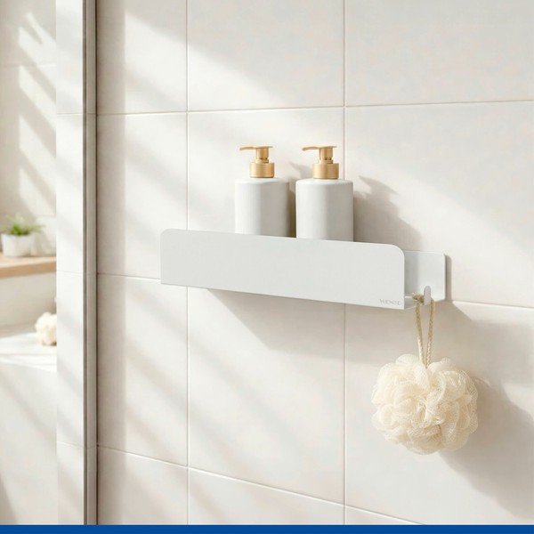 Mensola da bagno senza foratura bianca in acciaio inox con aggancio Turbo-loc Lizan – Wenko-image-1