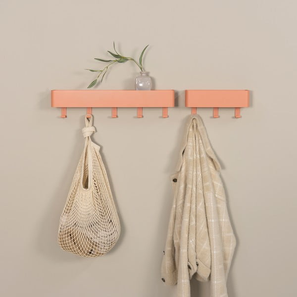 Attaccapanni da parete color salmone in metallo con scaffale 27 cm Dax Play – Spinder Design-image-3