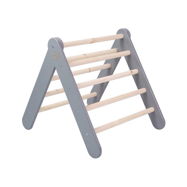 Pikler triangolo montessori grigio in pino massiccio 60x60x60 cm Montessori – Meowbaby