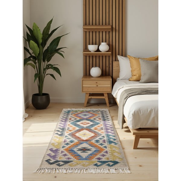 Passatoia in lana reversibile/tessuta a mano 60x190 cm Kamal Oasis – Nouristan-image-1