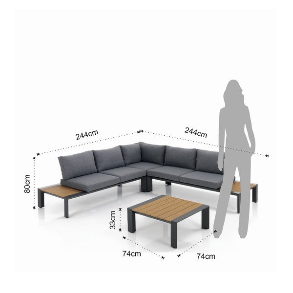 Set da giardino in alluminio di colore grigio-naturale per 4 persone Skorpios - Tomasucci-image-4