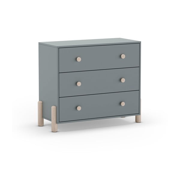 Cassettiera per bambini verde polveroso in pino massiccio 90x80x40 cm Enola – Marckeric-image-4