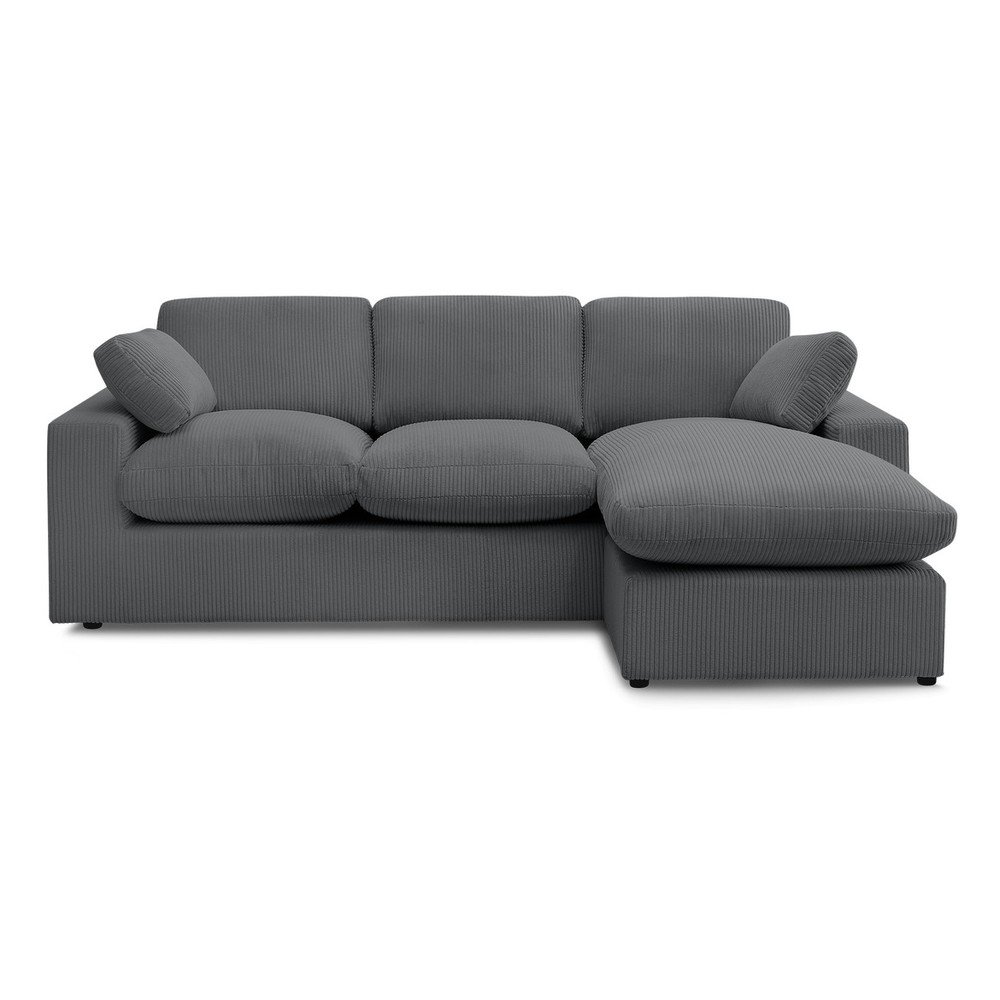 Divano angolare grigio scuro con rivestimento in velluto a coste Belair – Bobochic Paris | Divani ad angolo