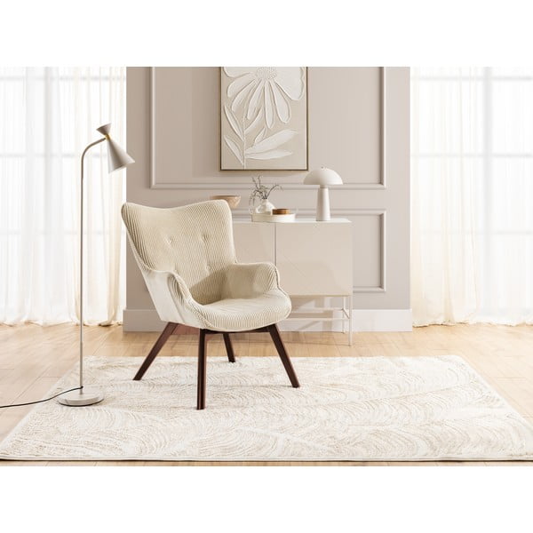 Poltrona beige con rivestimento in velluto a coste Niko – Ropez-image-4