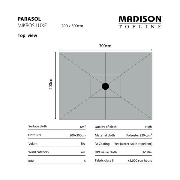 Ombrellone grigio 200x300 cm Mikros - Madison-image-2