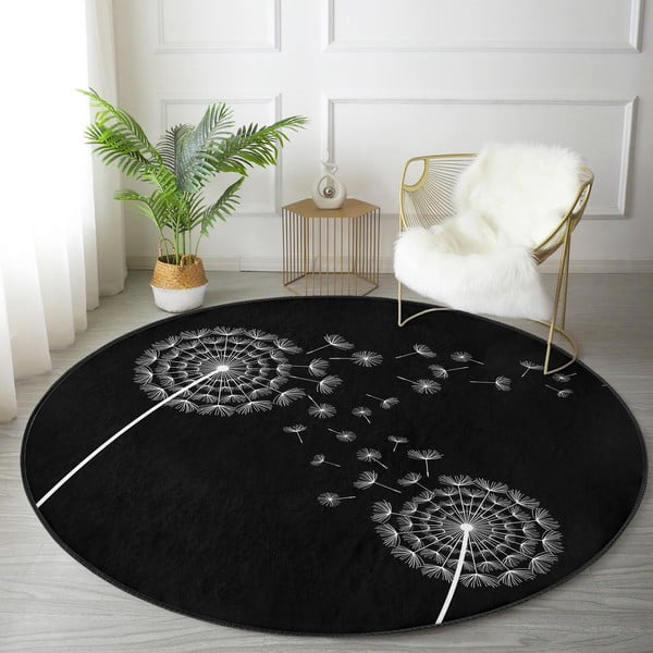 Tappeto rotondo nero lavabile adatto a robot aspirapolvere ø 80 cm Comfort - Mila Home-image-3