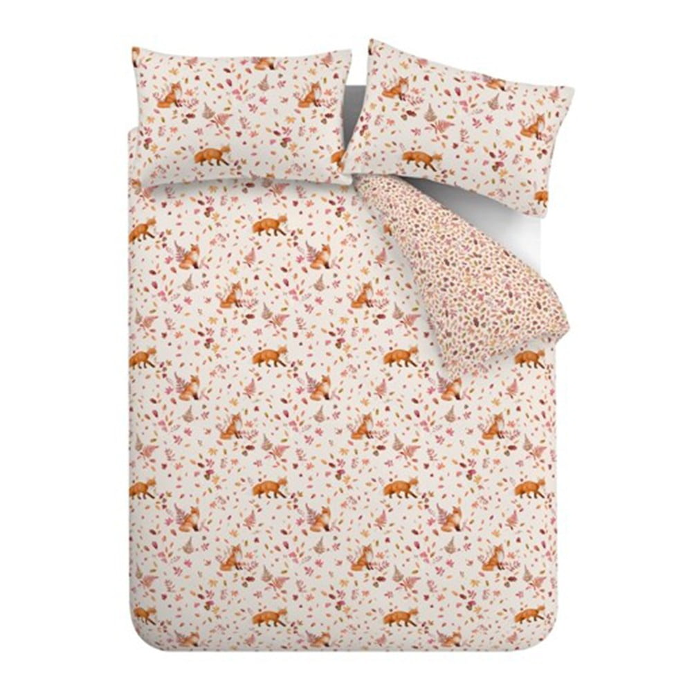 Set copripiumino e federa arancione e beige per letto matrimoniale 200x200 cm Woodland Fox – Catherine Lansfield | Biancheria da letto