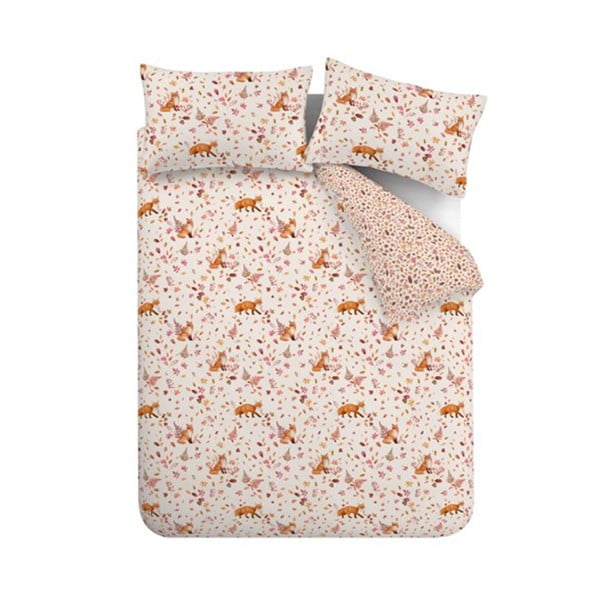 Set copripiumino e federa arancione e beige per letto matrimoniale 200x200 cm Woodland Fox – Catherine Lansfield