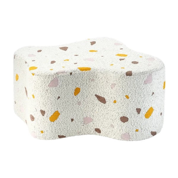Pouf per bambini bianco con rivestimento in bouclé e ciniglia Terrazzo Cloud – Wigiwama