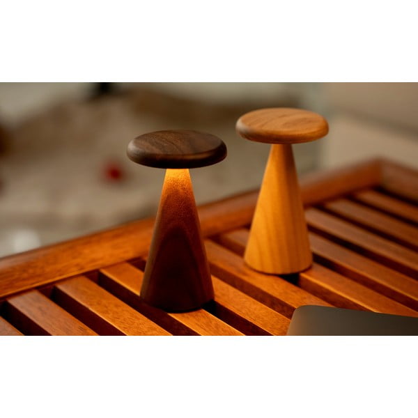 Lampada da tavolo LED di colore naturale con paralume in legno (altezza totale 14 cm) Sylva – Gingko-image-3