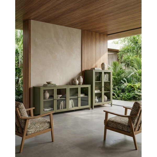 Vetrina verde in pino massiccio 186x80x40 cm Alessandra – Marckeric-image-4