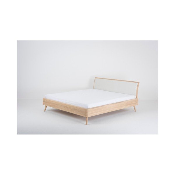 Letto matrimoniale in rovere bianco/naturale 160x200 cm Ena - Gazzda-image-2