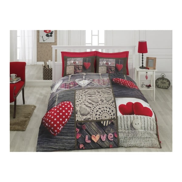 Biancheria da letto in cotone con lenzuolo per letto matrimoniale Der, 200 x 220 cm Nina - Mijolnir
