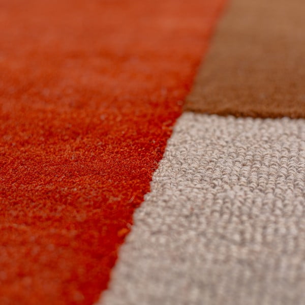 Tappeto rotondo color mattone in lana tessuto a mano ø 200 cm Mia Segment – Flair Rugs-image-2