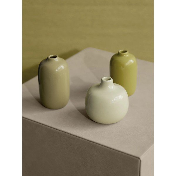 Set di vasi verdi in ceramica 3 pz (altezza totale 9 cm) Ceola – Blomus-image-1