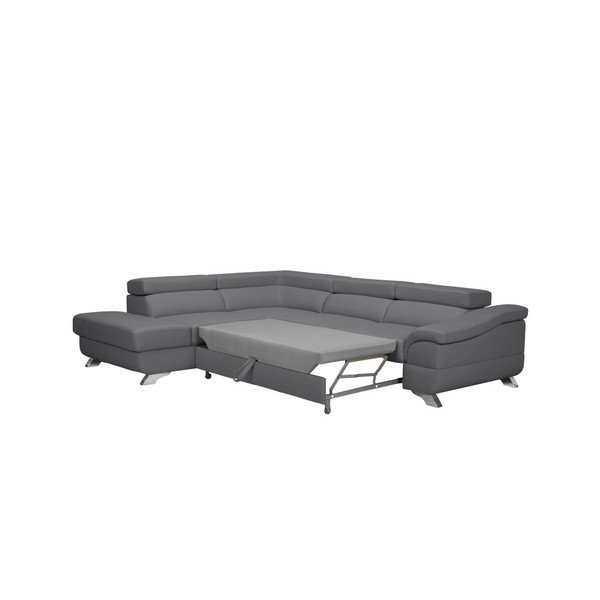 Šedá rozkládací pohovka s úložným prostorem Windsor & Co Sofas Gamma, levá strana-image-2