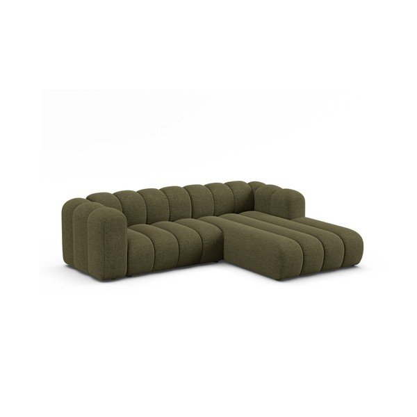 Divano angolare verde (con penisola a destra/con chaise lounge) con rivestimento in ciniglia Lupine – Micadoni -image-1