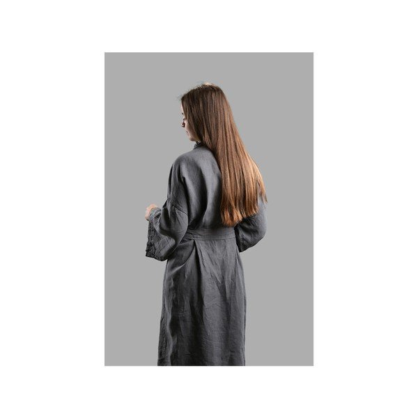 Vestaglia in lino grigio Inu - Zone-image-4