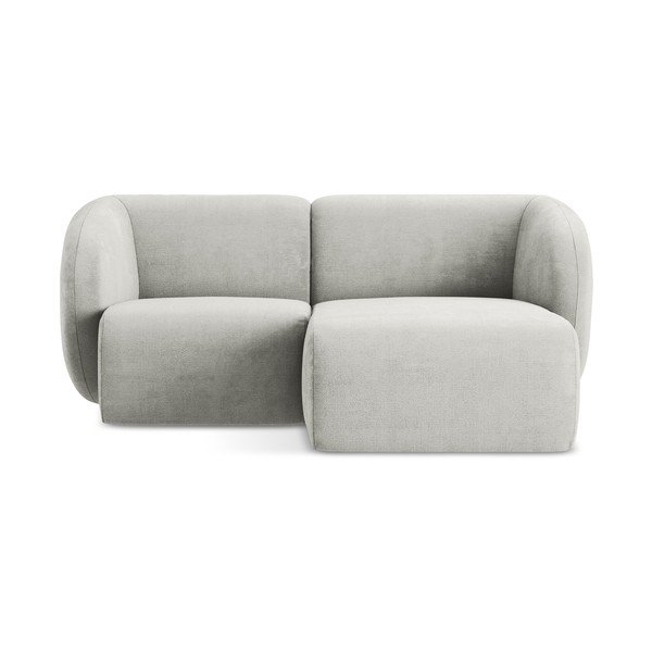 Divano angolare grigio chiaro (con penisola a destra/con chaise lounge) con rivestimento in ciniglia Lani – Makamii