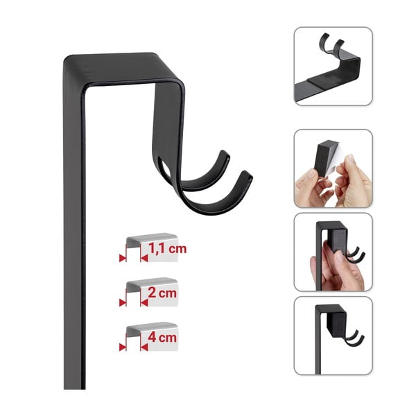 Mensola da bagno da appendere nera in acciaio inox Bribano – Wenko-image-4