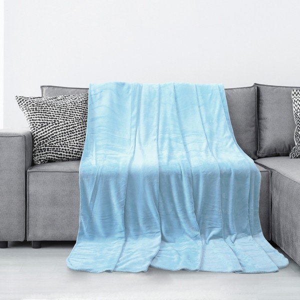 Světle modrá deka z mikrovlákna AmeliaHome Tyler, 70 x 150 cm-image-1