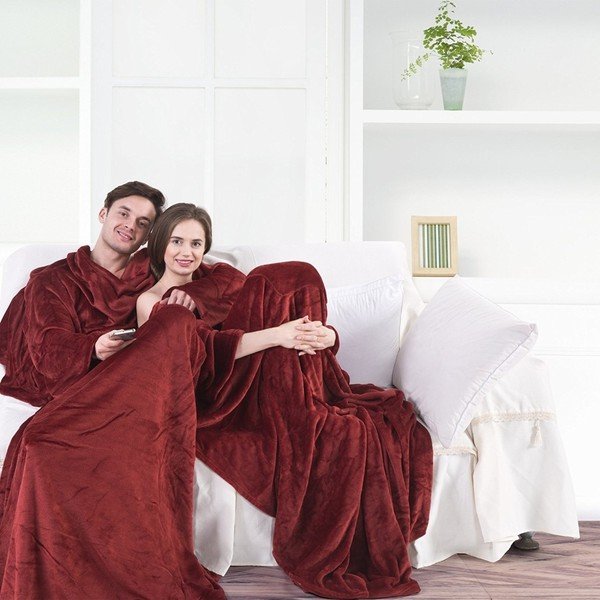 Coperta TV in microfibra rosso bordeaux , 200 x 170 cm Lazy - DecoKing-image-1