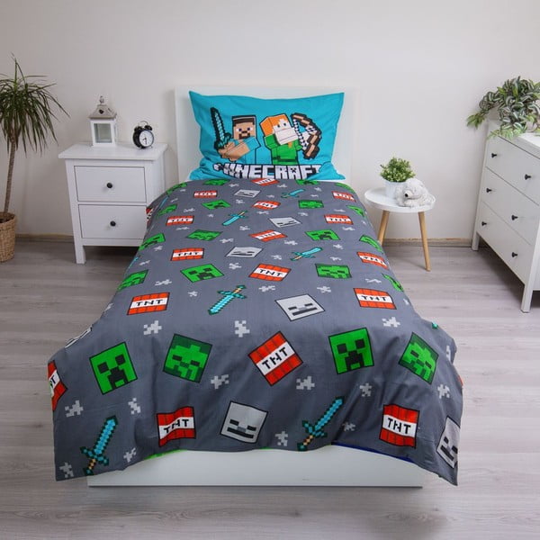 Set copripiumino e federa da bambini in cotone per letto singolo 140x200 cm Minecraft "We got this"  – Jerry Fabrics-image-2