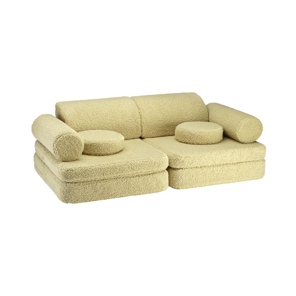 Divano per bambini verde con rivestimento in bouclé 132 cm Settee – Wigiwama | Divani per bambini