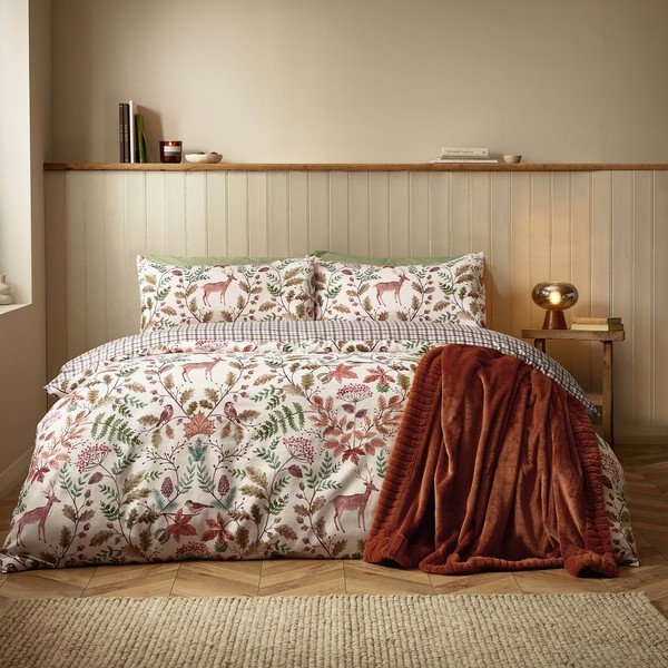 Set copripiumino e federa color crema per letto matrimoniale 200x200 cm Woodland Stag – Catherine Lansfield-image-4
