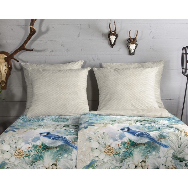 Biancheria da letto in flanella beige-turchese per letto singolo 140x200 cm - HIP-image-2