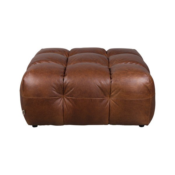 Poggiapiedi componibile marrone con rivestimento in pelle Hackman – Dutchbone