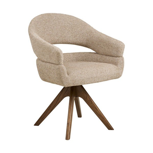 Sedia da pranzo beige in imbottito con braccioli Dover – House Nordic