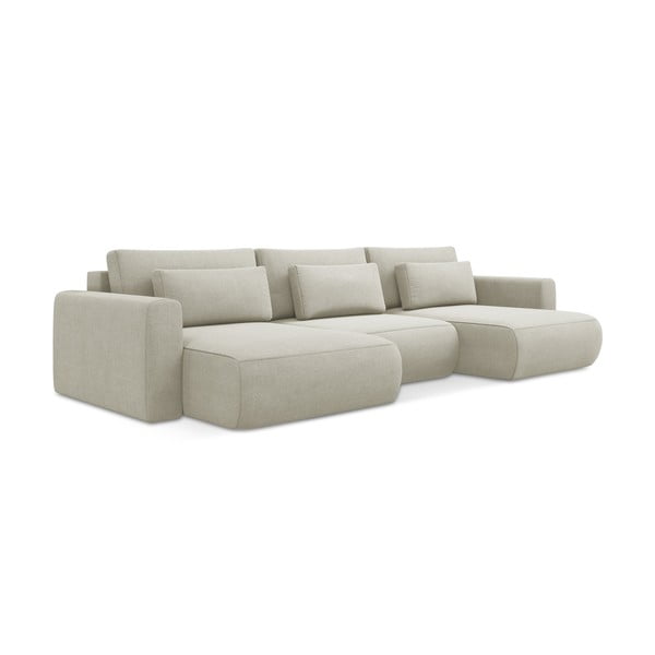 Divano angolare beige allungabile/con contenitore (a U) Kapua – Makamii-image-1