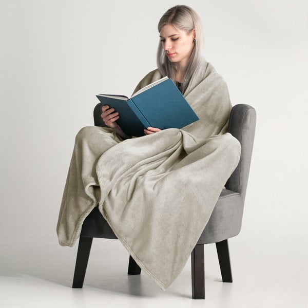 Copriletto beige in micropile 200x220 cm Mic – Restilo-image-1